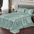 Vonty Satin Sheets King Silky Soft Satin Bed Sheets Mint Green Satin Sheet Set, 1 Deep Pocket Fitted Sheet + 1 Flat Sheet + 2 Pi