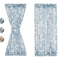 Treatmentex Blue-White French Door Curtains 72inch Long Linen Textured Semi Sheer Front Door Panels with Matching Tie Backs, Not