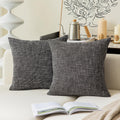 Kevin Textile Pillow Covers Decorative Lined Linen Euro Sham Throw Pillowcase For Bed Couch Sofa, 22'X22'(55Cm), Black