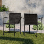 Modway Lagoon Wicker Rattan Outdoor Dining Armchairs In Charcoal (Set Of 2)