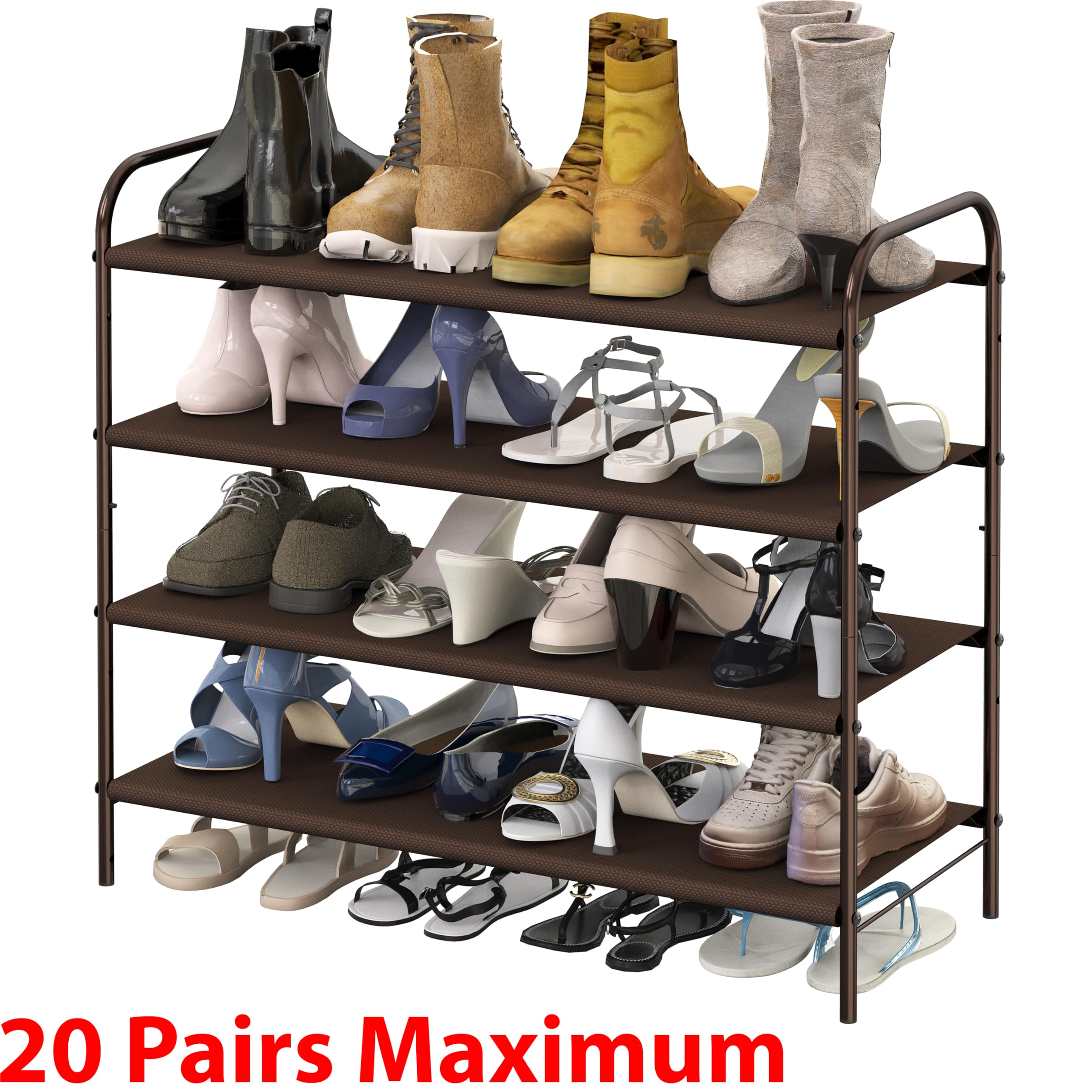 Simple Houseware 4-Tier Shoe Rack Storage Organizer, Bronze