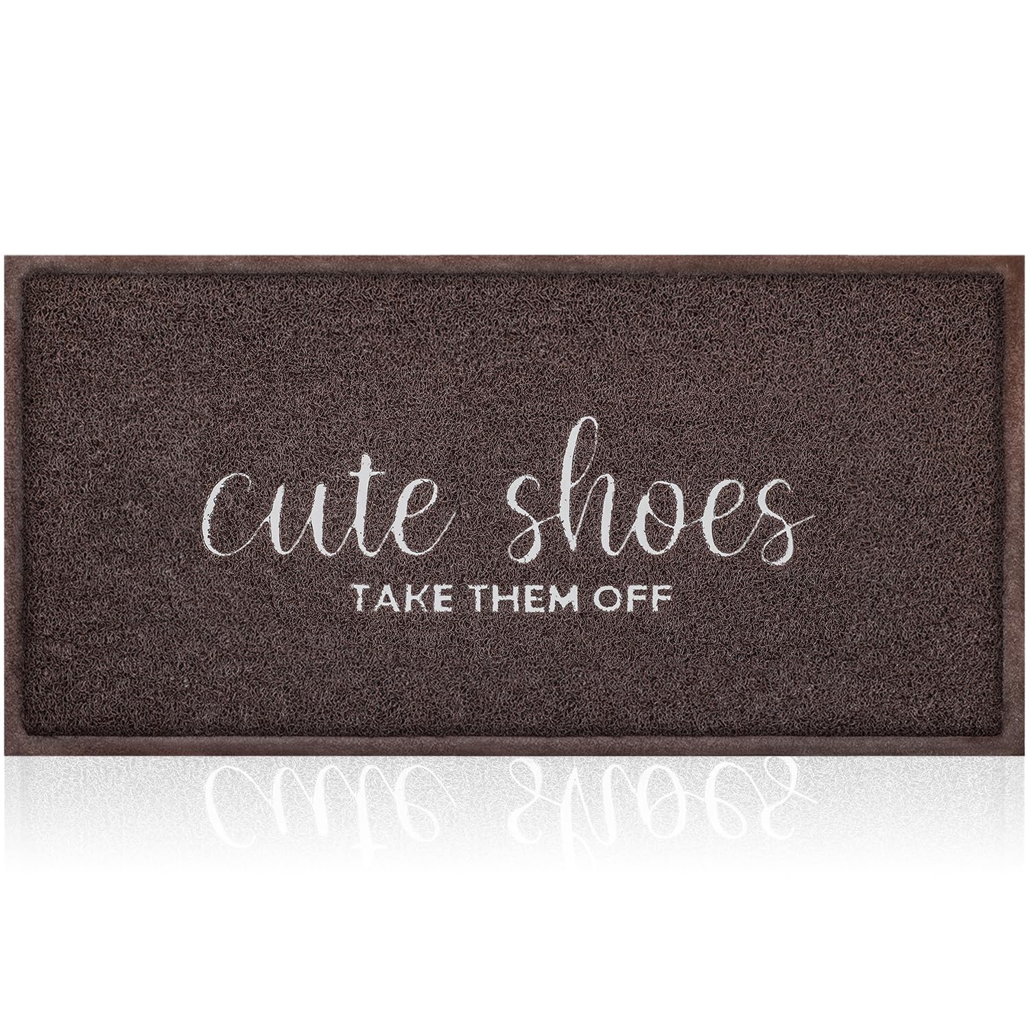 Aoaopq Front Door Indoor Outdoor Entrance Doormat L;Arge 18X47 Inch Caffee Rubber Welcome Door Mat Cute Shoes Take Them Off Door