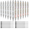 Zsmkjiaye 12Pcs Rhinestone Metal Ballpoint Pens Bling Pens Bulk Fancy Sparkly Crystal Diamond Pens Press Retractable Black Ink 0