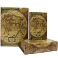 Jolitac Decorative Book Boxes World Map Pattern Antique Book Invisible box with Magnetic cover, Faux Wood Set of 3 Storage Set (