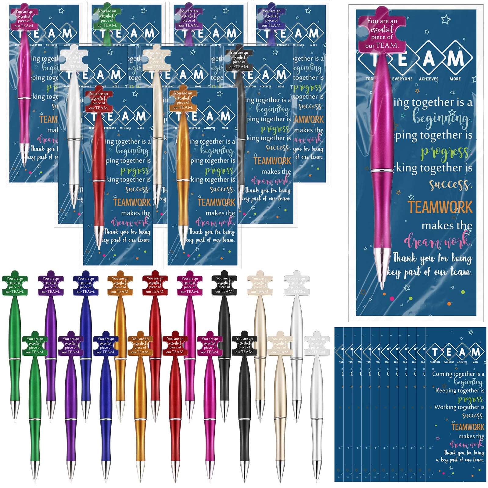 Sinload 60 Sets Christmas Team Appreciation Gifts for Employees Thank You Pens Bulk Inspirational Puzzle Ballpoint Pens and Moti