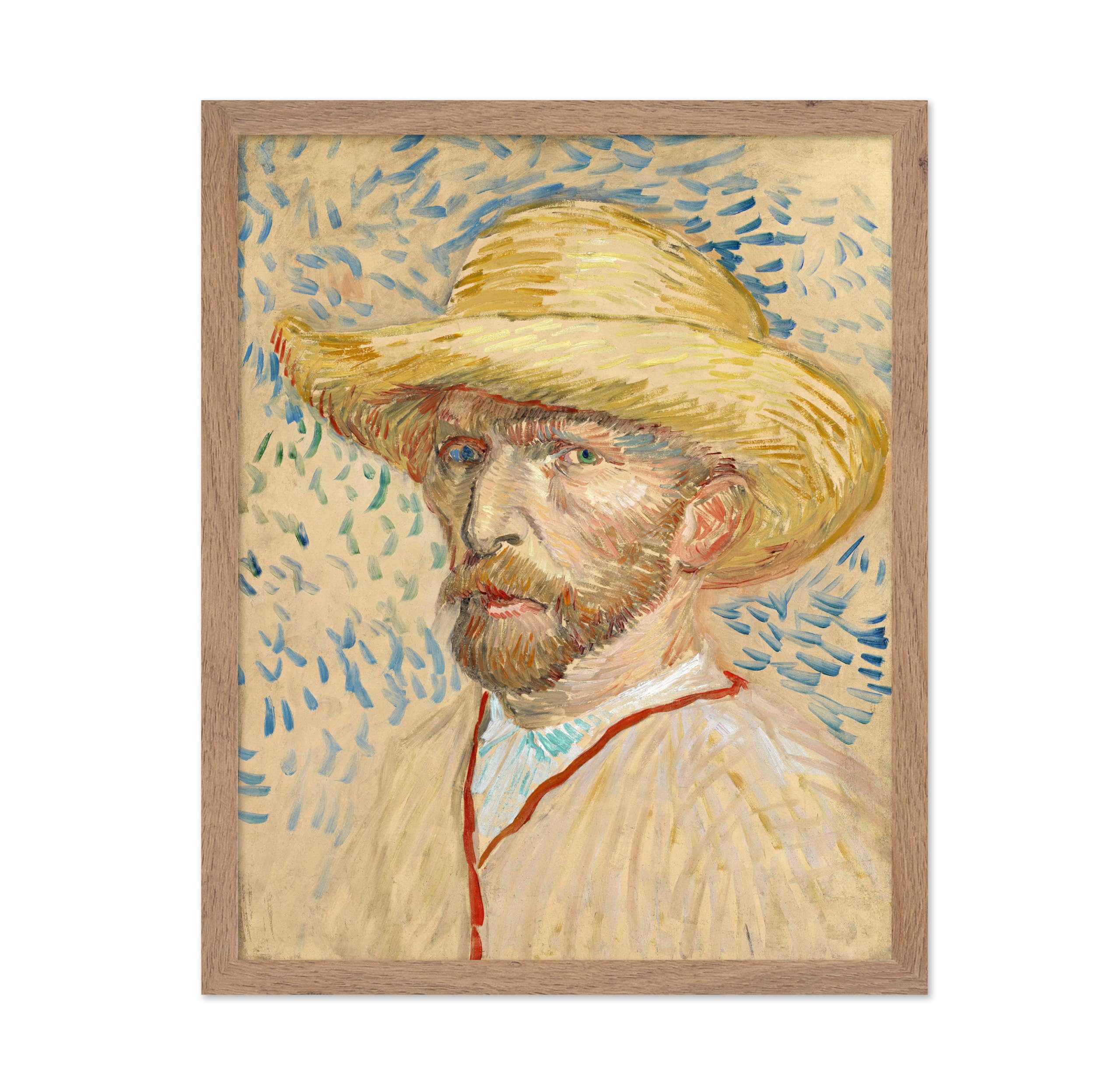 Poster Master Vintage Van Gogh Poster - Retro Self-Portrait with a Straw Hat Painting Print - Potato Peeler Art - Gift for Men, 