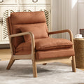 Inzoy Mid Century Modern Accent Chair With Wood Frame, Upholstered Reading Armchair With Waist Cushion, Double Padded Accent Cha