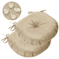 Gueglsa Outdoor Tufted Round Cushions 15 Inch, Waterproof Bistro Chair Cushions 15'X15'X3', Circular Seat Pads With Ties For