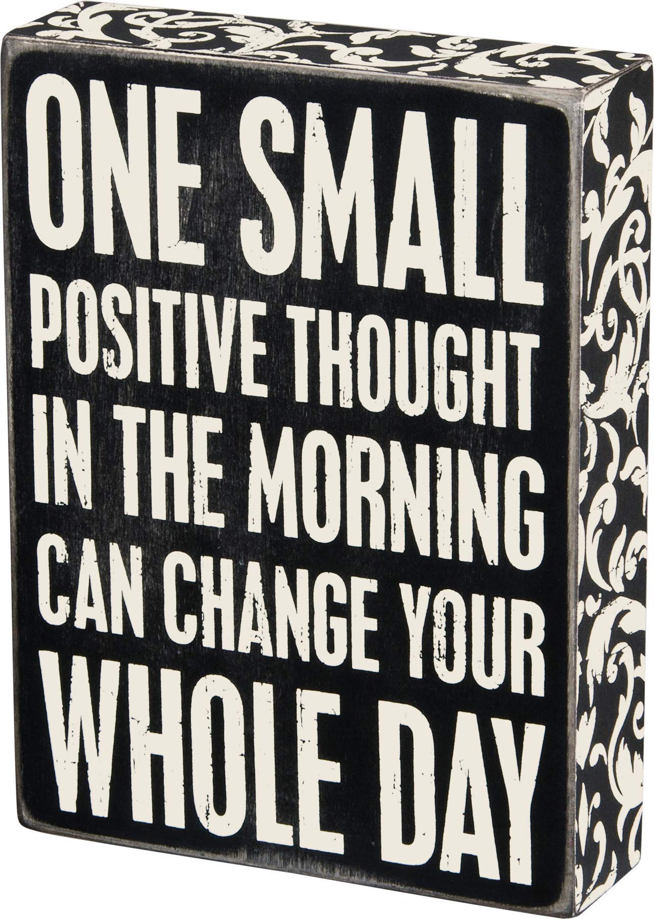 Primitives by Kathy 22675 Floral Trimmed Box Sign, 6 x 8, Positive Thought