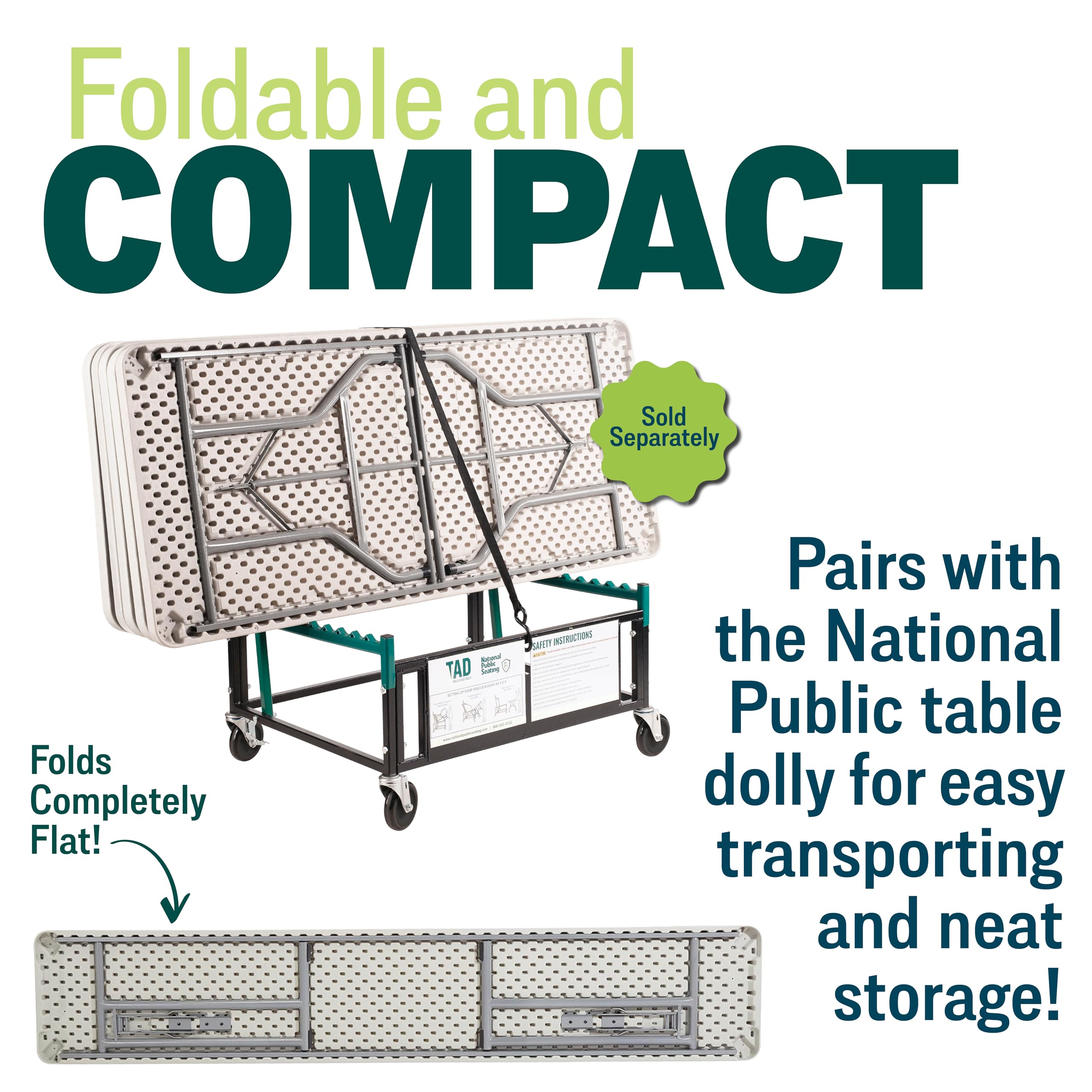 Seminar Folding Table by National Public Seating – 18x96 Portable, Heavy-Duty Foldable Table Indoor/Outdoor Table for Office, Conferences & Training Rooms – Lightweight & Durable, Speckled Gray