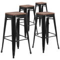 Flash Furniture Lily 30 High Backless Orange Metal Barstool with Square Wood Seat