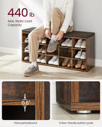 Vasagle Shoe Bench With Cushion, Storage Bench With Padded Seat, Entryway Bench With 15 Compartments, For Bedroom, 11.8 X 41.3 X 18.9 Inches, Rustic Brown And Chestnut Brown Ulhs15Bx