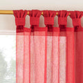 No. 918 Margaret 2-Pack Holiday Twist Tab Crushed Texture Sheer Tab Top Curtain Panel Pair, 51 x 63, Holiday Red
