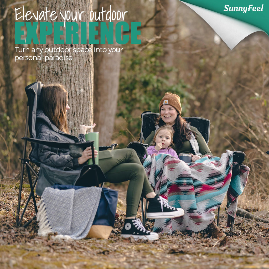 Sunnyfeel Xl Oversized Camping Chair, Folding Camp Chairs For Adults Heavy Duty Big Tall 500 Lbs, Padded Portable Quad Arm Lawn Chair With Pocket For Outdoor/Picnic/Beach/Sports
