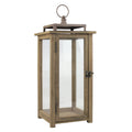 Stonebriar 18 Inch Rustic Wooden Candle Hurricane Lantern, For Table Top, Mantle, Wall Hanging, or Garden Display, Indoor & Outd