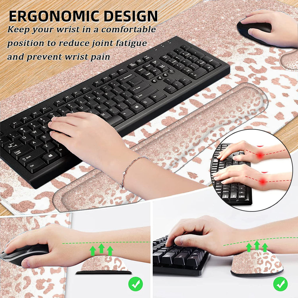 Lateefah Large Mouse Pad And Keyboard Wrist Rest, 4-In-1 Extended Mouse Pad With Wrist Support, Non-Slip Desk Mat Protector, Ult