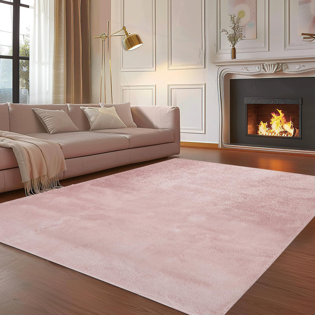 Jinchan Solid Plush Area Rug 4X6 Performance Shaggy Rug Washable Area Rug Indoor Soft Rug Modern Faux Wool Rug Cozy Non Slip Car