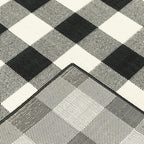 HomeRoots Polypropylene 2’x8’ Black and Ivory Gingham Indoor Outdoor Runner Rug
