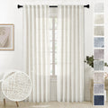 MEETBILY Natural Linen Back Tab Curtains 92 inch Long 2 Panels Set for Living Room Semi Sheer Light Filtering Window Drape Neutr