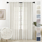 MEETBILY Natural Linen Back Tab Curtains 92 inch Long 2 Panels Set for Living Room Semi Sheer Light Filtering Window Drape Neutr