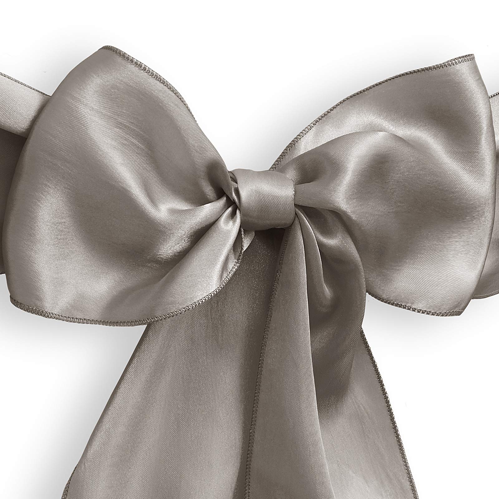 Lann'S Linens - 100 Elegant Satin Wedding/Party Chair Cover Sashes/Bows - Ribbon Tie Back Sash - Silver