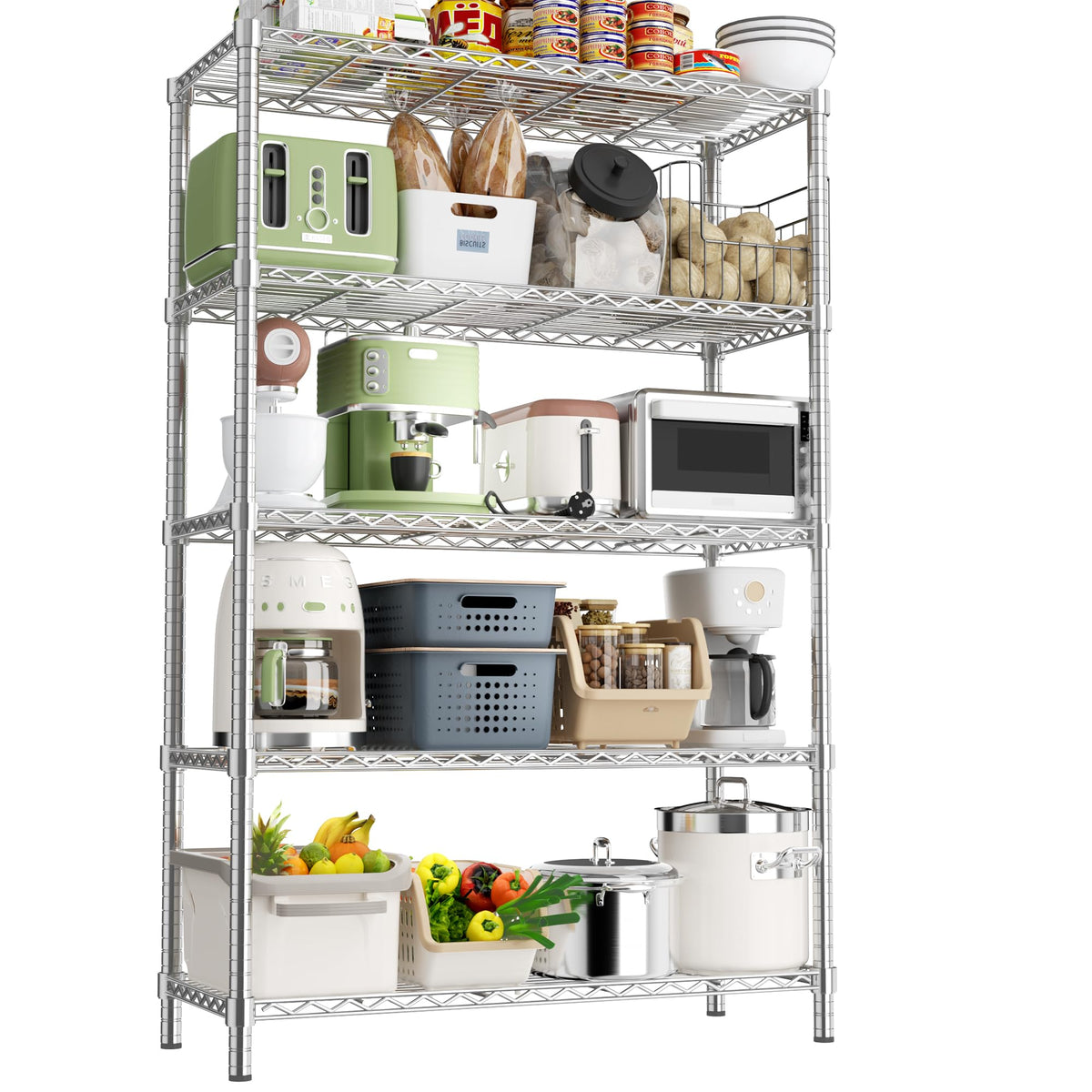 Storage Shelves Heavy Duty, 3 PCS 36'' L x 14'' W x 72'' H Garage Wire Shelving Unit Loads 1750LBS, 5-tier Adjustable Metal Indu