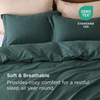Bedsure 100% Washed Cotton Duvet Cover King Size - Forest Green Minimalist Cotton Duvet Cover Linen Like - Gentlesoft™ Plain Simple Bedding Set With 2 Pillow Shams (Forest Green, King, 104'X90')
