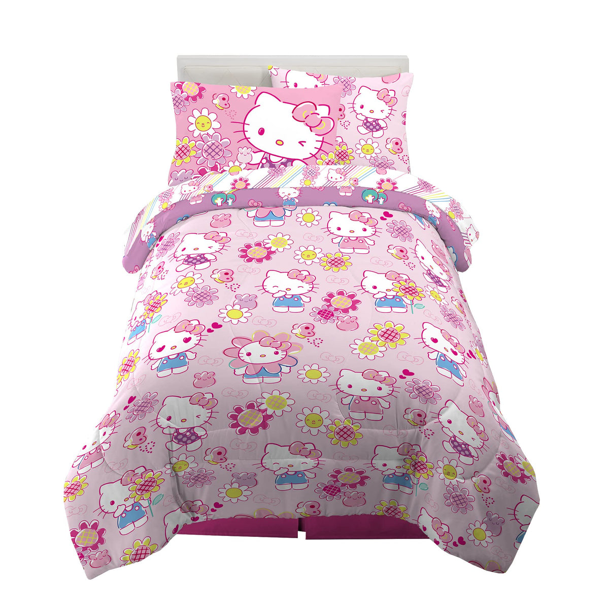 Franco Kids Bedding Super Soft Comforter And Sheet Set With Sham, 5 Piece Twin Size, Hello Kitty