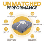 Gold Case Turkish Bed Blanket - 100% Recycled Cotton Queen Blanket For Bed 90X90 - Super Soft Cotton Blankets Queen Size - Light