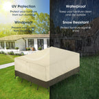 Sunpatio Patio Furniture Covers, 600D Waterproof Rectangular/Oval Dining Table And Chairs Cover, All-Weather Protection Outdoor Sectional Conversation Set Cover, Beige And Olive, 88'W X 62'D X 28'H