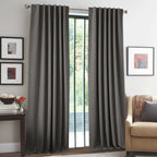 Ryb Home 100% Blackout Linen Textured Curtains 84 Inches Long, Thermal Insulating Privacy Energy Saving For Bedroom Living Room