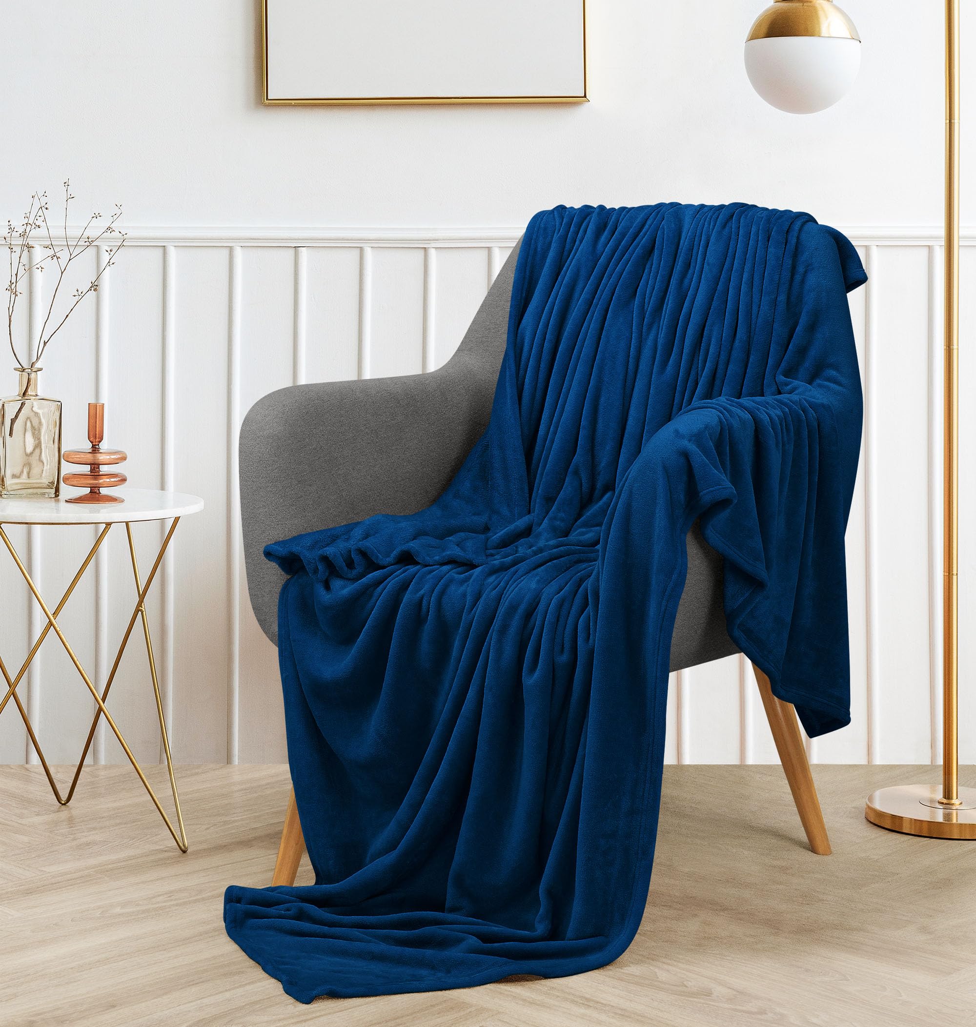 Utopia Bedding Navy Fleece Blanket Throw Size Lightweight Fuzzy Soft Anti-Static Microfiber Bed Blanket (60X50 Inch)