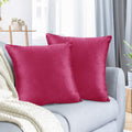 Nestl Throw Pillow Covers, Cozy Velvet Decorative Pink Pillow Covers 18 X 18 Inches, Soft Solid Couch Pillow Covers For Sofa, Be