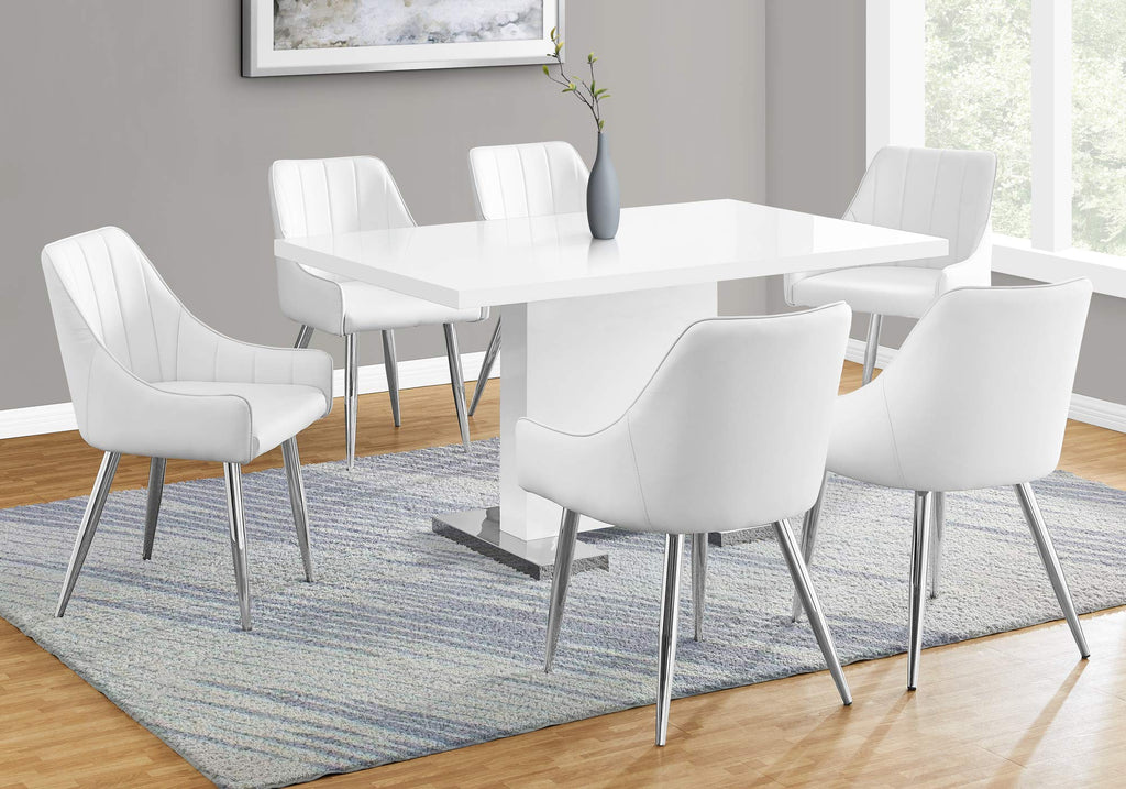 Monarch Specialties High Glossy White Dining Table, 35 x 60-Inch