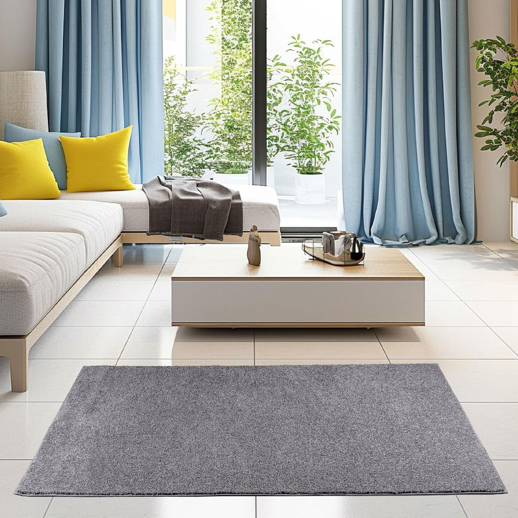 Pet Friendly Solid Color Area Rugs Grey - 9' X 12' Rectangle, Indoor, Stain Resistant, Perfect For Living Room, Bedroom, Dining