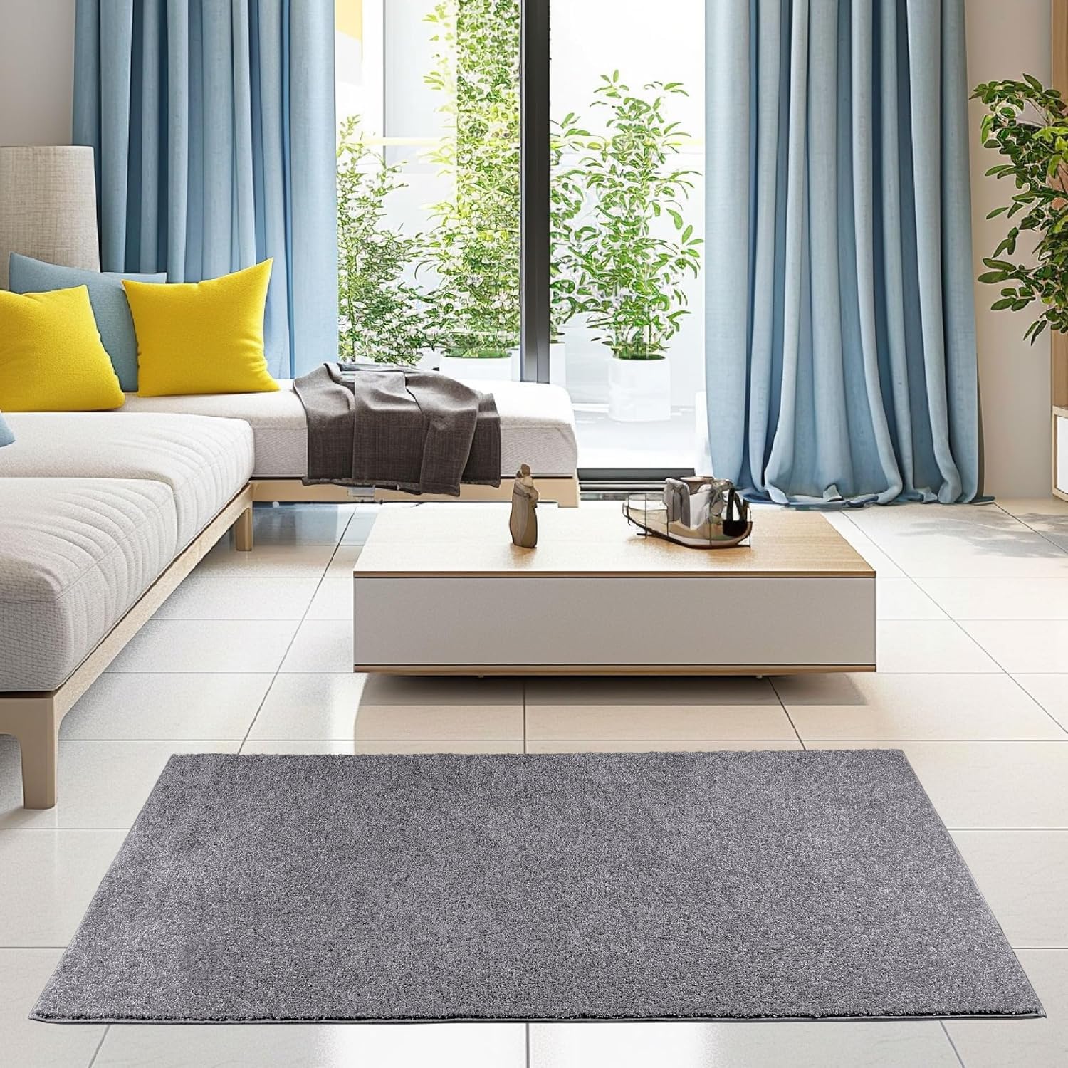 Pet Friendly Solid Color Area Rugs Grey - 9' X 12' Rectangle, Indoor, Stain Resistant, Perfect For Living Room, Bedroom, Dining
