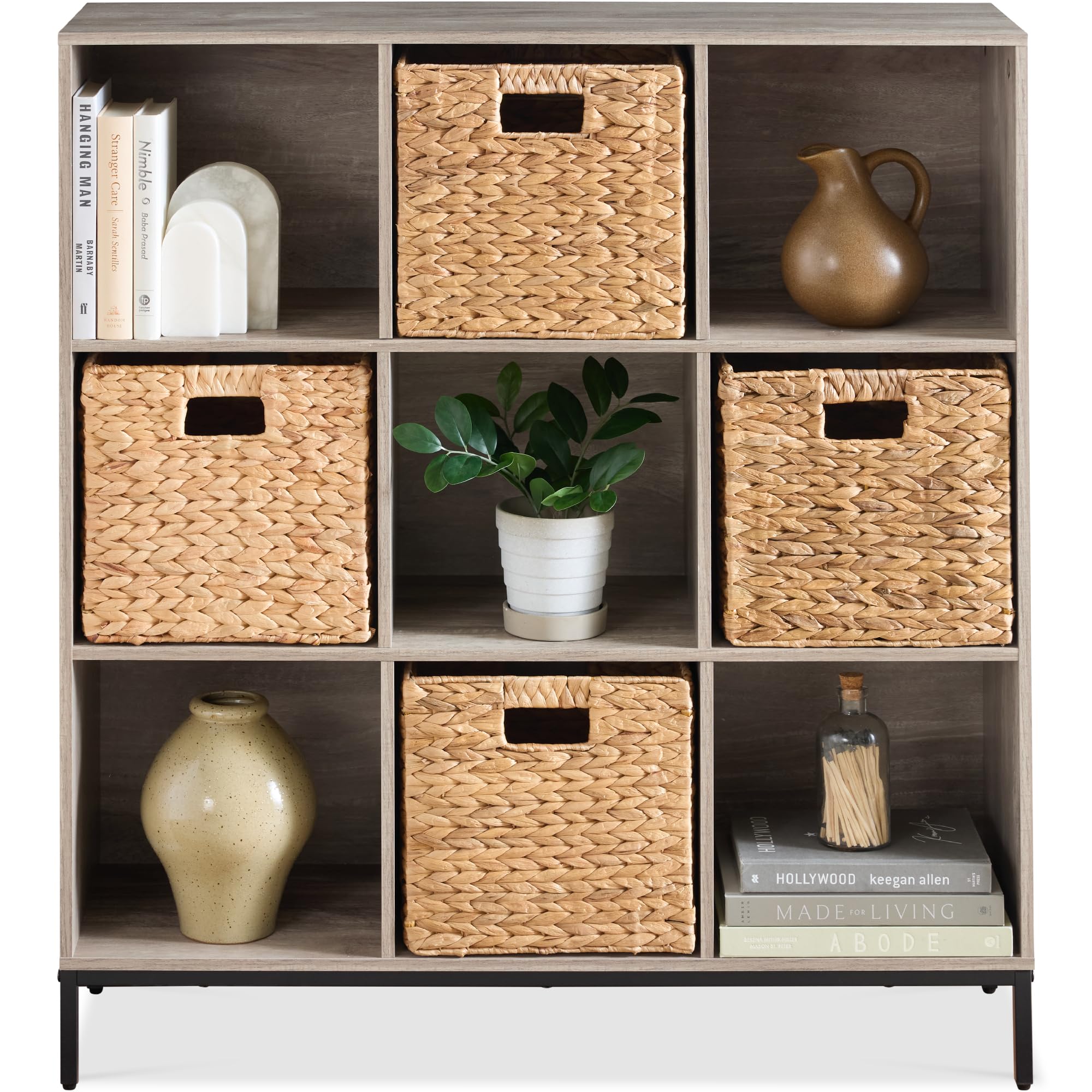 Best Choice Products 9-Cube Bookshelf, 3-Tier Wood Storage Bookcase W/Legs, 11in Shelf Opening, Cube Organizer, Living Room, Off