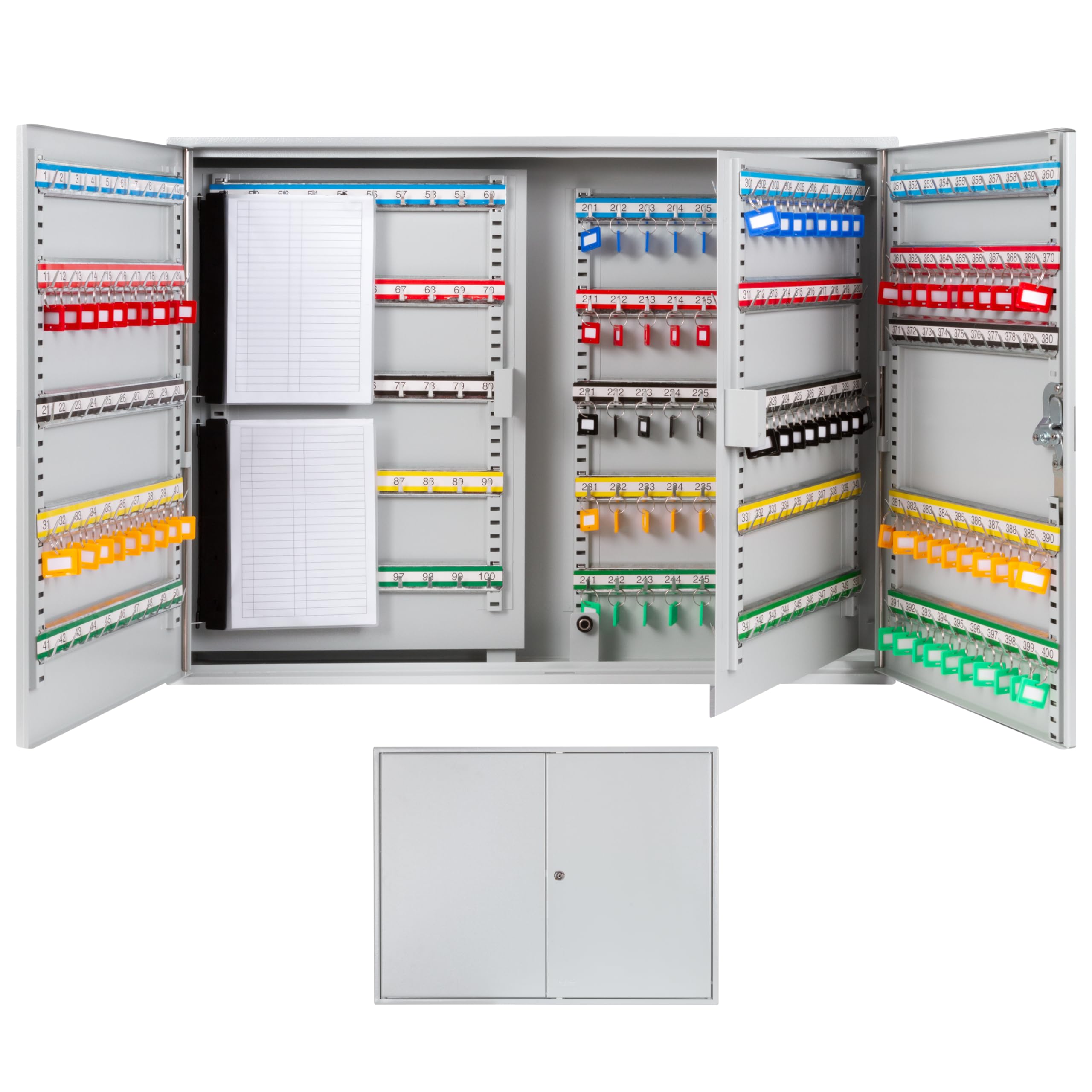 Durabox 400 Position Steel Key Cabinet - Organize And Secure Key Storage Lock Box With Numbered Hooks And Tags For Valets, Hotel
