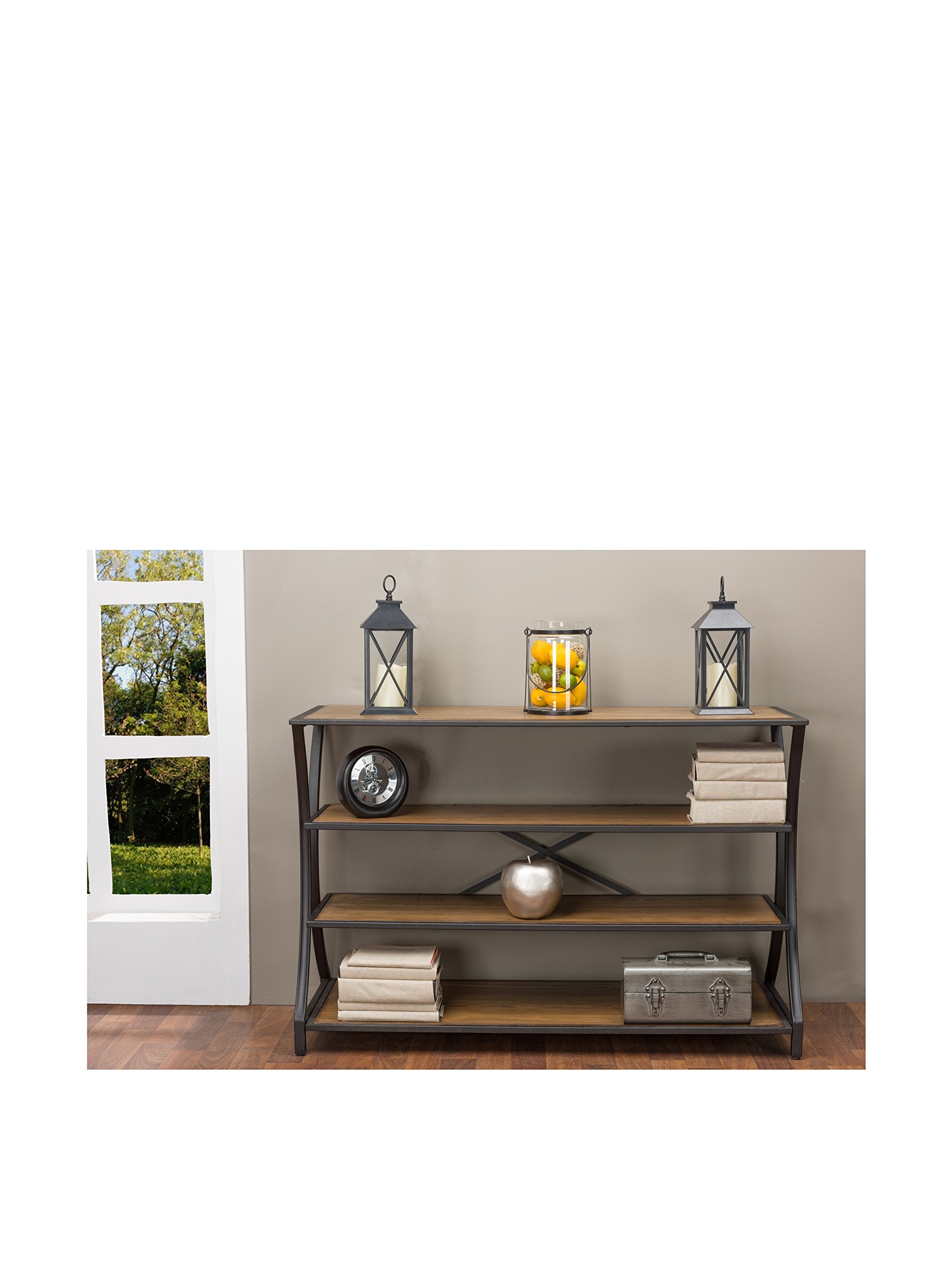 Baxton Studio Lancashire Wood and Metal Console Table, Brown