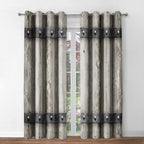 Jekeno Rustic Wooden Barn Door Blackout Curtains Retro Wood Farm Farmhouse Country Decor For Bedroom Living Room Darkening Gromm