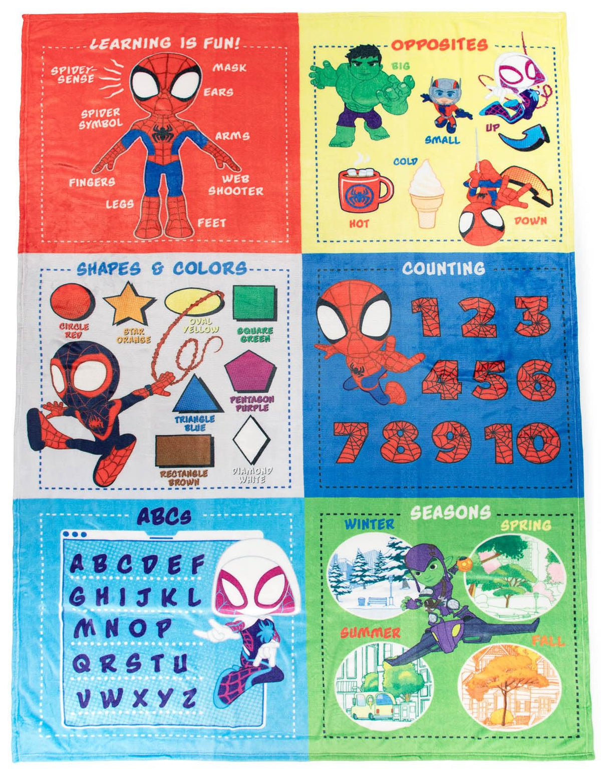 Jay Franco Spidey & His Amazing Friends Early Education Learning Resource Blanket- Measures 60 X 90 - Super Soft Plush Teaching