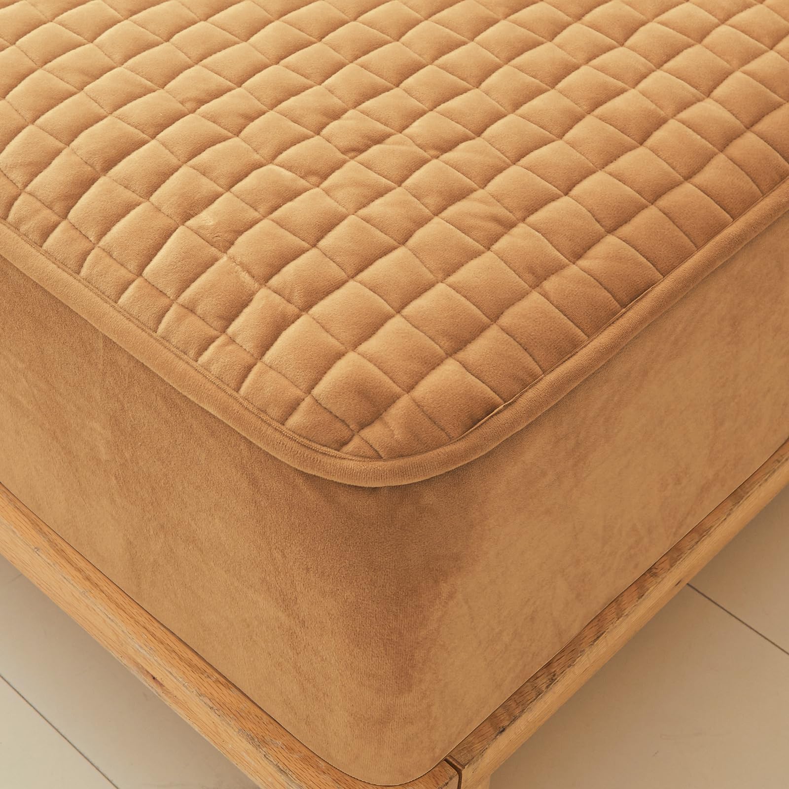 Lweipsqlin Quilted Flannel Fitted Sheets,Soft Flannel Fleece Mattress Top- Suitable For Fall And Winter,Fitted Deep Pocket Up To