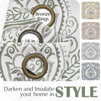 Jinchan 100% Blackout Curtains 84 Inches Long Sage Green Damask Medallion Window Curtains For Bedroom Grommet Thermal Insulated Drapes For Living Room Vintage Luxury Window Treatments Set 2 Panels