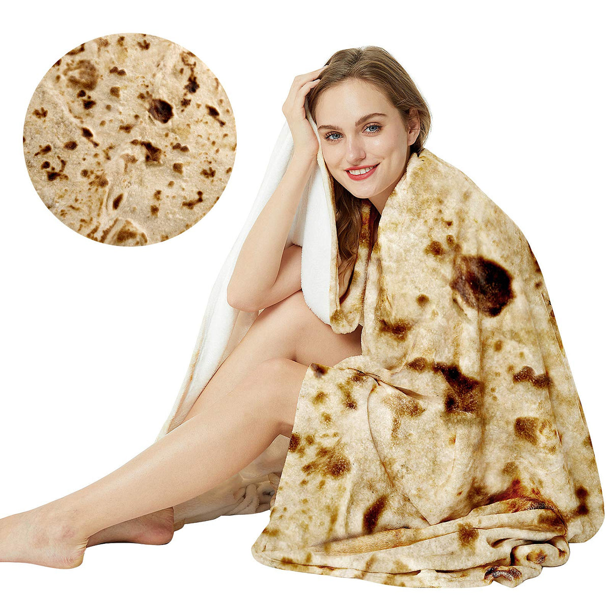 Burrito Tortilla Throw Blanket, Letsfunny Burrito Wrap Novelty Taco Tortilla Blankets For Adults/Kids, Funny Gifts For Kids Adul