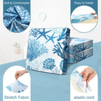 Newwiee 12 Pcs Patio Stretch Sofa Cushion Covers Outdoor Cushion Cover Replacement Couch Slipcover Sofa Seat Cover Flexibility Chair Cushion Cover Porch Patio Furniture Protector (Light Blue,Ocean)