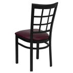 Flash Furniture HERCULES Series Black Window Back Metal Restaurant Chair - Burgundy Vinyl Seat