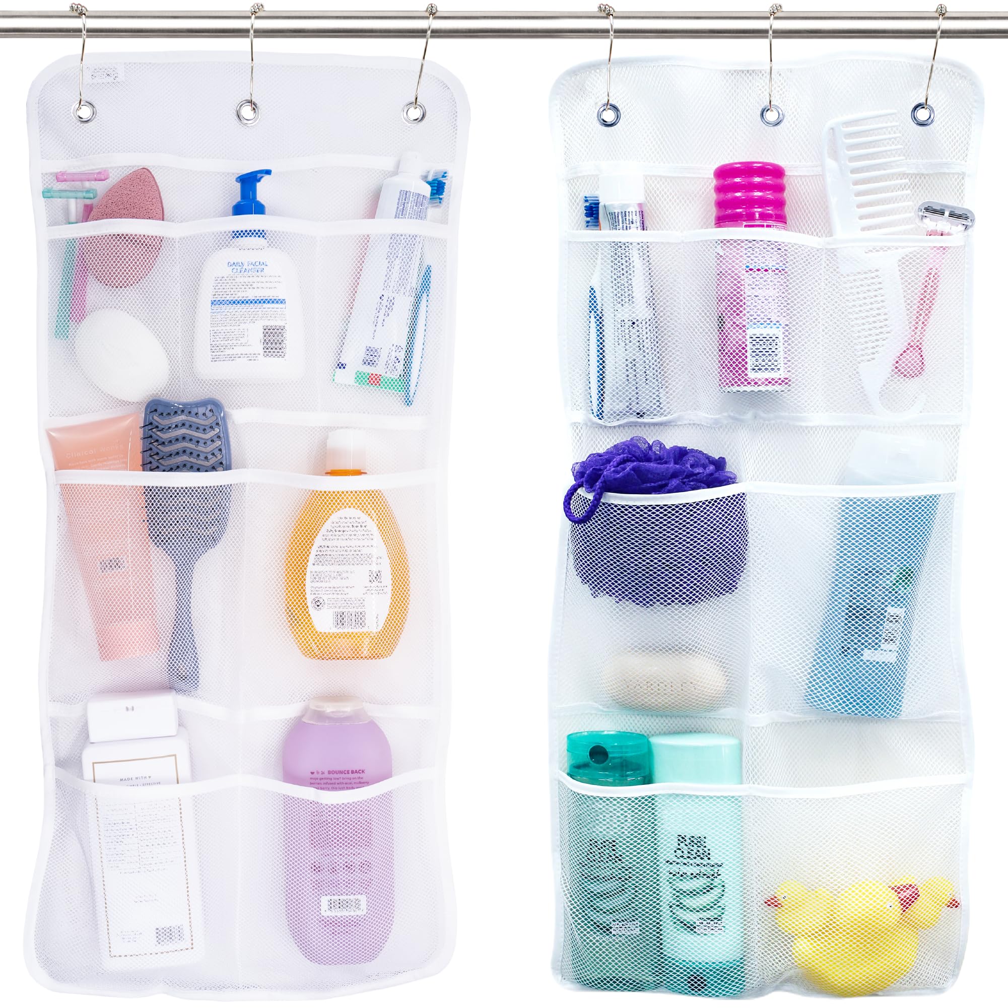 S&T INC. Shower Organizer, Shower Caddy or Bathroom Organizer with Quick Drying Mesh, 7 Pockets to Hold Shampoo, Soap, Loofah, a