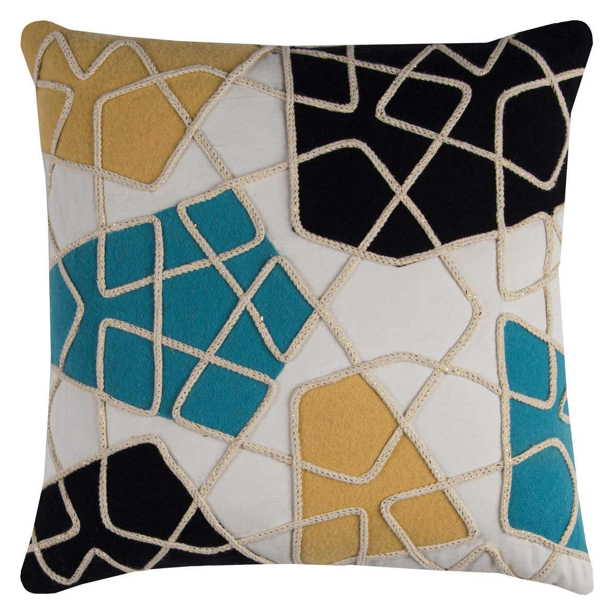 Rizzy Home Decorative Geometric Poly Filled Pillow Yellow 20&quot;X20&quot;