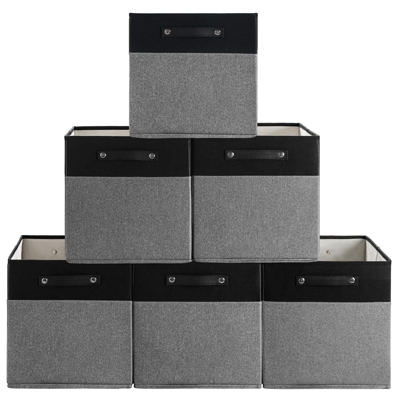 13 x 13 Inch Fine Linen Storage Bins with Handles,Fabric Cube Boxs,Collapsible Basket Organizers for Shelves for Home, Closet Dr