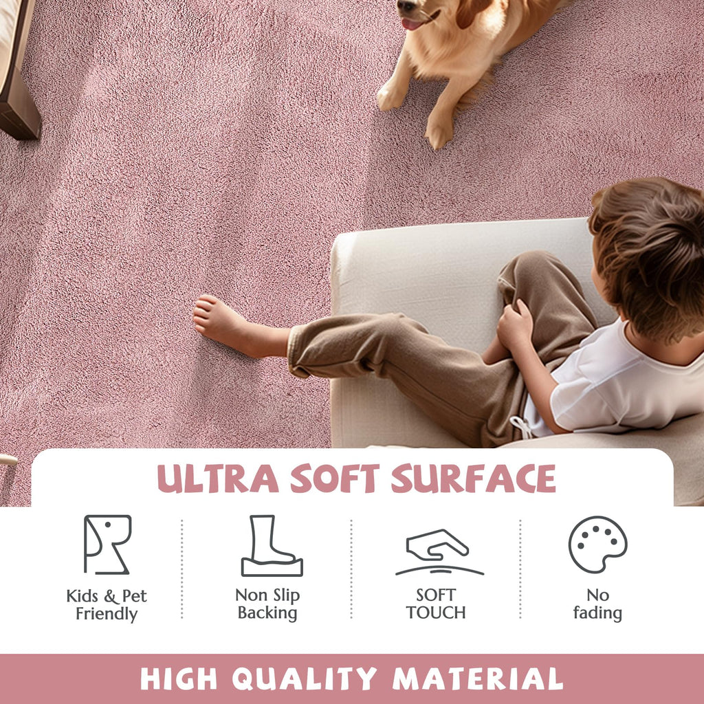 Jinchan Solid Plush Round Rug 4Ft Performance Shaggy Rug Circle Rug 4' Round Washable Area Rug Indoor Soft Rug Modern Faux Wool